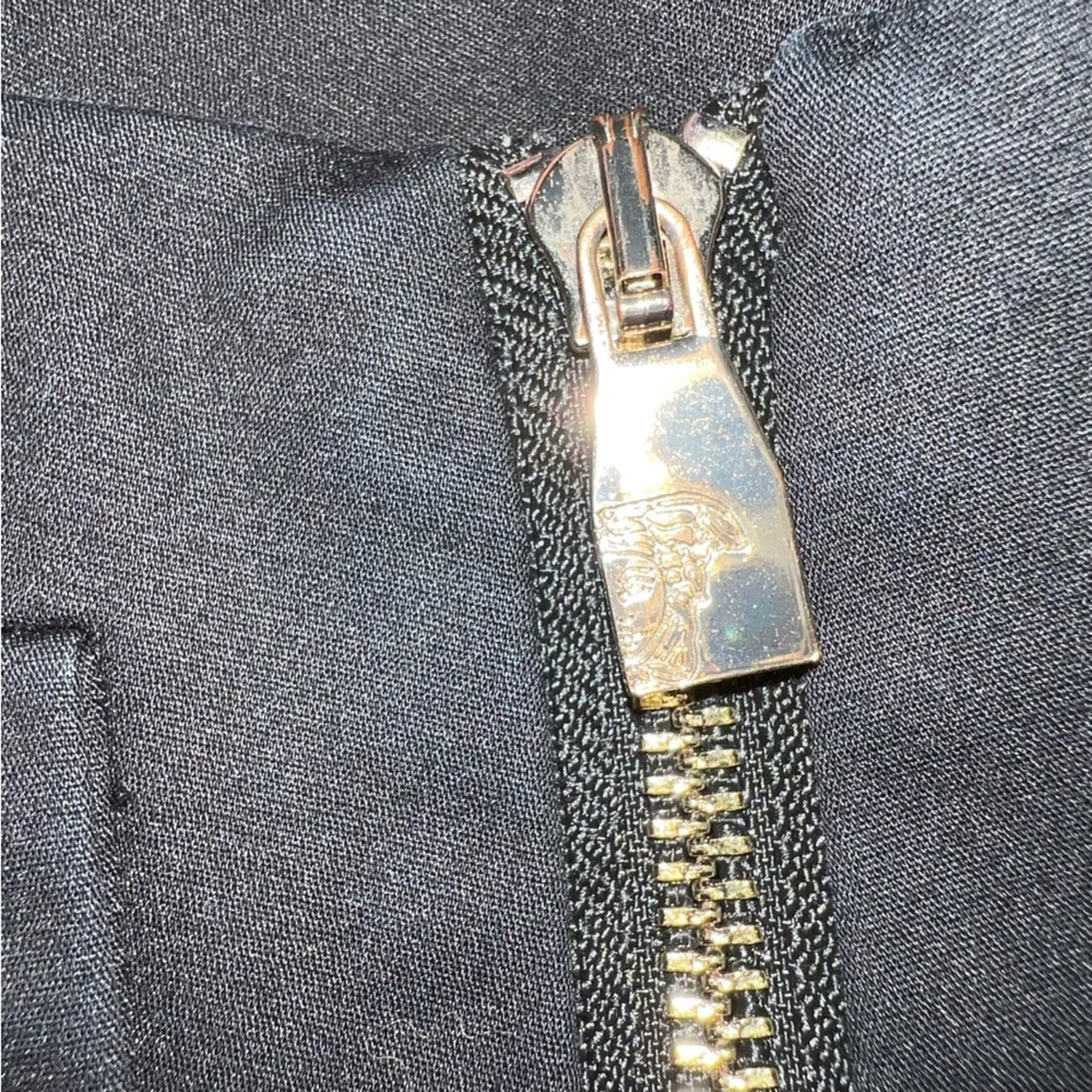 Versace Black Tailored Pants Gold Zip Medusa Detail Slim Fit US Size 4 - Picture 14 of 15